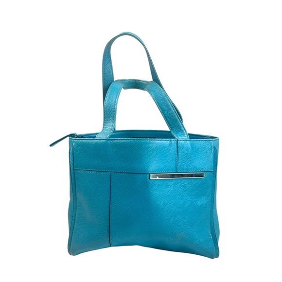 Givenchy Vintage Triple Compartment Turquoise Leather Tote Bag - Picture 1 of 13